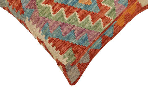 handmade Traditional Pillow Rust Blue Hand-Woven SQUARE 100% WOOL Hand woven turkish pillow2 x 2