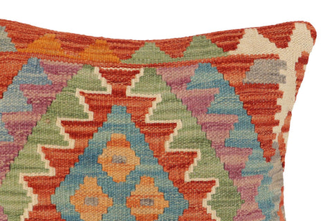 handmade Traditional Pillow Rust Blue Hand-Woven SQUARE 100% WOOL Hand woven turkish pillow2 x 2