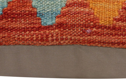 handmade Traditional Pillow Rust Blue Hand-Woven SQUARE 100% WOOL Hand woven turkish pillow2 x 2