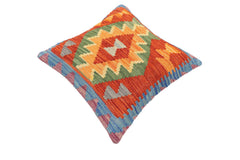 handmade Traditional Pillow Rust Blue Hand-Woven SQUARE 100% WOOL Hand woven turkish pillow2' x 2'