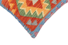 handmade Traditional Pillow Rust Blue Hand-Woven SQUARE 100% WOOL Hand woven turkish pillow2' x 2'