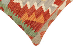 handmade Traditional Pillow Rust Blue Hand-Woven SQUARE 100% WOOL Hand woven turkish pillow2' x 2'