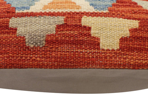 handmade Traditional Pillow Rust Blue Hand-Woven SQUARE 100% WOOL Hand woven turkish pillow2 x 2
