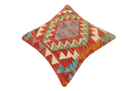 handmade Traditional Pillow Rust Blue Hand-Woven SQUARE 100% WOOL Hand woven turkish pillow2 x 2