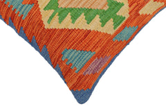 handmade Traditional Pillow Rust Blue Hand-Woven SQUARE 100% WOOL Hand woven turkish pillow2' x 2'