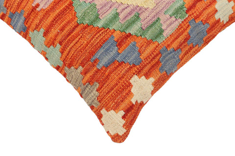 handmade Traditional Pillow Rust Blue Hand-Woven SQUARE 100% WOOL Hand woven turkish pillow2 x 2