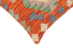 handmade Traditional Pillow Rust Blue Hand-Woven SQUARE 100% WOOL Hand woven turkish pillow2' x 2'