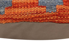 handmade Traditional Pillow Rust Blue Hand-Woven SQUARE 100% WOOL Hand woven turkish pillow2' x 2'