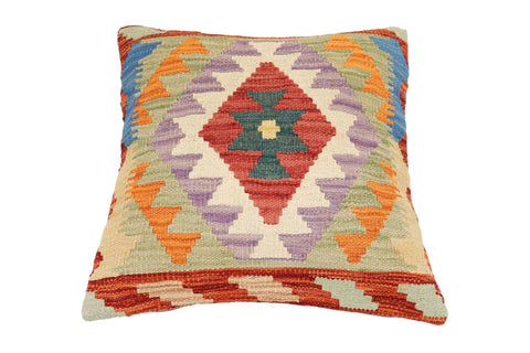 handmade Traditional Pillow Rust Blue Hand-Woven SQUARE 100% WOOL Hand woven turkish pillow2 x 2