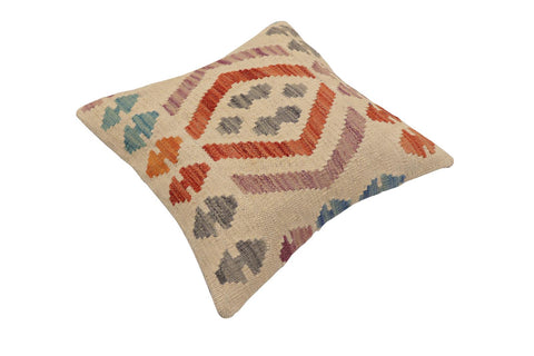 handmade Traditional Pillow Beige Rust Hand-Woven SQUARE 100% WOOL Hand woven turkish pillow2 x 2