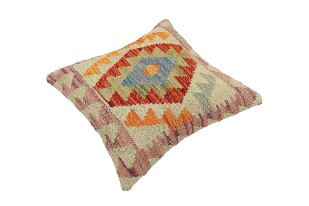 handmade Traditional Pillow Rust Blue Hand-Woven SQUARE 100% WOOL Hand woven turkish pillow2' x 2'