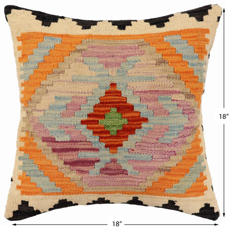 handmade Traditional Pillow Rust Blue Hand-Woven SQUARE 100% WOOL Hand woven turkish pillow2 x 2