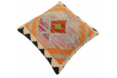 handmade Traditional Pillow Rust Blue Hand-Woven SQUARE 100% WOOL Hand woven turkish pillow2' x 2'