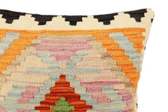 handmade Traditional Pillow Rust Blue Hand-Woven SQUARE 100% WOOL Hand woven turkish pillow2' x 2'