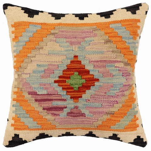 handmade Traditional Pillow Rust Blue Hand-Woven SQUARE 100% WOOL Hand woven turkish pillow2 x 2