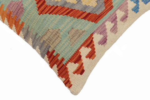handmade Traditional Pillow Rust Blue Hand-Woven SQUARE 100% WOOL Hand woven turkish pillow2 x 2