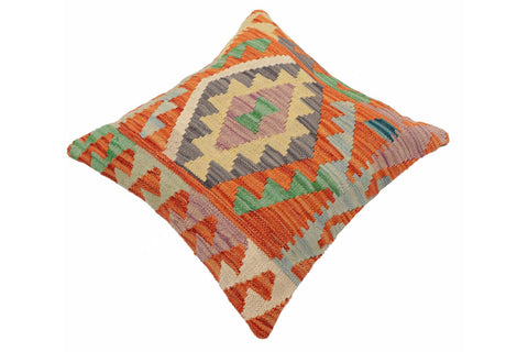 handmade Traditional Pillow Rust Blue Hand-Woven SQUARE 100% WOOL Hand woven turkish pillow2 x 2