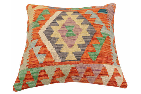 handmade Traditional Pillow Rust Blue Hand-Woven SQUARE 100% WOOL Hand woven turkish pillow2 x 2