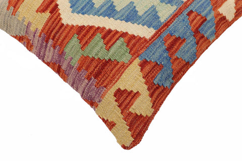 handmade Traditional Pillow Rust Blue Hand-Woven SQUARE 100% WOOL Hand woven turkish pillow2 x 2