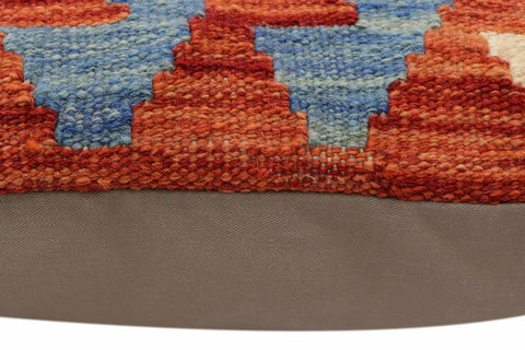 handmade Traditional Pillow Rust Blue Hand-Woven SQUARE 100% WOOL Hand woven turkish pillow2 x 2