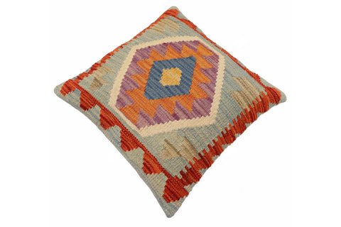 handmade Traditional Pillow Blue Rust Hand-Woven SQUARE 100% WOOL Hand woven turkish pillow2 x 2