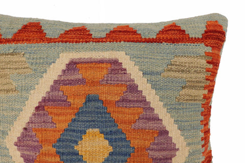 handmade Traditional Pillow Blue Rust Hand-Woven SQUARE 100% WOOL Hand woven turkish pillow2 x 2