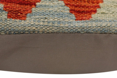 handmade Traditional Pillow Blue Rust Hand-Woven SQUARE 100% WOOL Hand woven turkish pillow2 x 2