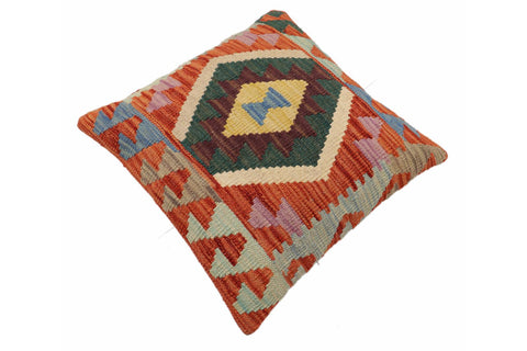 handmade Traditional Pillow Rust Blue Hand-Woven SQUARE 100% WOOL Hand woven turkish pillow2 x 2