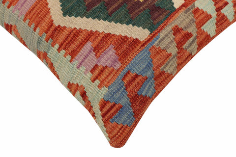 handmade Traditional Pillow Rust Blue Hand-Woven SQUARE 100% WOOL Hand woven turkish pillow2 x 2