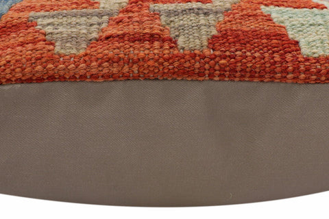 handmade Traditional Pillow Rust Blue Hand-Woven SQUARE 100% WOOL Hand woven turkish pillow2 x 2