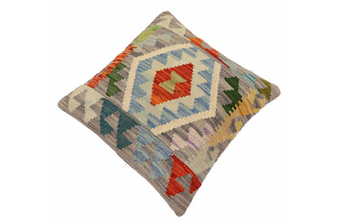 handmade Traditional Pillow Gray Rust Hand-Woven SQUARE 100% WOOL Hand woven turkish pillow2 x 2