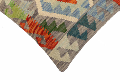 handmade Traditional Pillow Gray Rust Hand-Woven SQUARE 100% WOOL Hand woven turkish pillow2 x 2