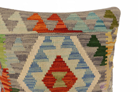 handmade Traditional Pillow Gray Rust Hand-Woven SQUARE 100% WOOL Hand woven turkish pillow2 x 2