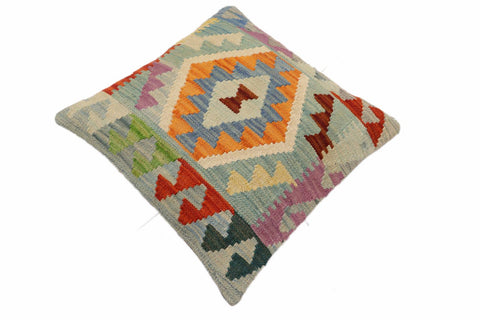 handmade Traditional Pillow Blue Rust Hand-Woven SQUARE 100% WOOL Hand woven turkish pillow2 x 2