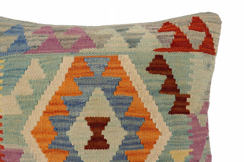 handmade Traditional Pillow Blue Rust Hand-Woven SQUARE 100% WOOL Hand woven turkish pillow2 x 2