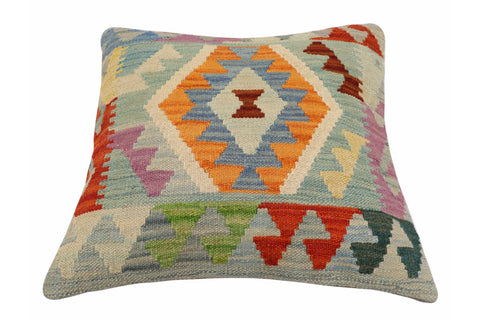handmade Traditional Pillow Blue Rust Hand-Woven SQUARE 100% WOOL Hand woven turkish pillow2 x 2