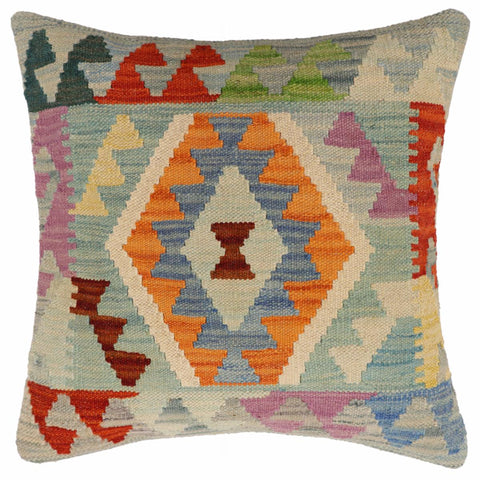 handmade Traditional Pillow Blue Rust Hand-Woven SQUARE 100% WOOL Hand woven turkish pillow2 x 2