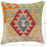 handmade Traditional Pillow Blue Red Hand-Woven SQUARE 100% WOOL  Hand woven turkish pillow  2 x 2