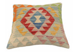 handmade Traditional Pillow Blue Red Hand-Woven SQUARE 100% WOOL  Hand woven turkish pillow  2 x 2