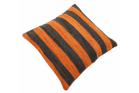 handmade Modern Pillow Rust Black Hand-Woven SQUARE 100% WOOL  Hand woven turkish pillow  2 x 2