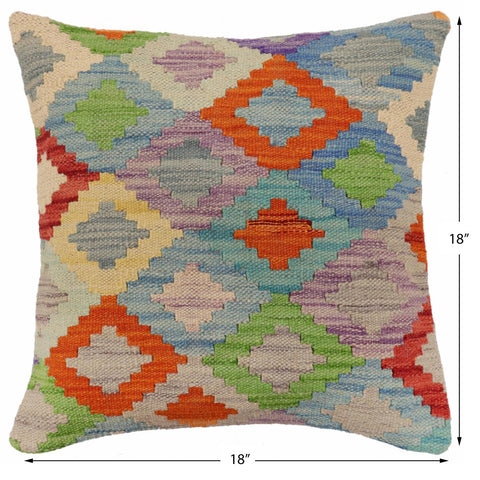 handmade Traditional Pillow Blue Rust Hand-Woven SQUARE 100% WOOL Hand woven turkish pillow2 x 2