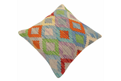 handmade Traditional Pillow Blue Rust Hand-Woven SQUARE 100% WOOL Hand woven turkish pillow2 x 2
