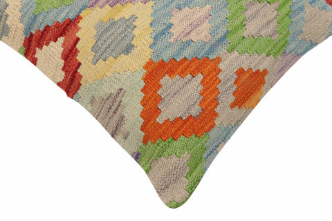 handmade Traditional Pillow Blue Rust Hand-Woven SQUARE 100% WOOL Hand woven turkish pillow2 x 2