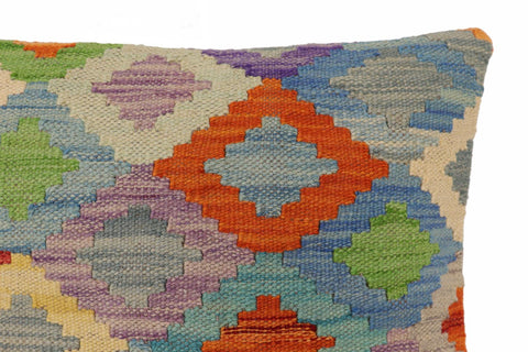 handmade Traditional Pillow Blue Rust Hand-Woven SQUARE 100% WOOL Hand woven turkish pillow2 x 2