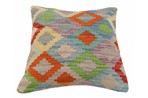 handmade Traditional Pillow Blue Rust Hand-Woven SQUARE 100% WOOL Hand woven turkish pillow2 x 2