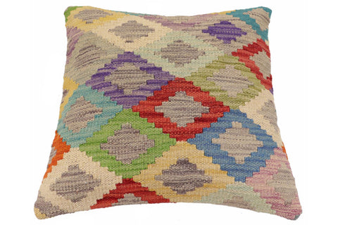 handmade Traditional Pillow Blue Red Hand-Woven SQUARE 100% WOOL Hand woven turkish pillow2 x 2