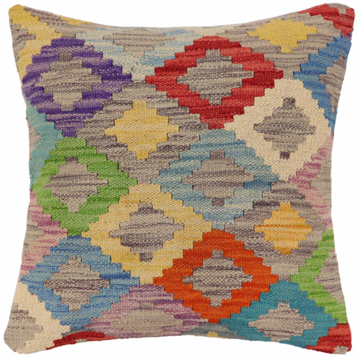 handmade Traditional Pillow Blue Red Hand-Woven SQUARE 100% WOOL Hand woven turkish pillow2 x 2
