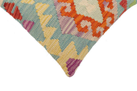 handmade Traditional Pillow Blue Rust Hand-Woven SQUARE 100% WOOL Hand woven turkish pillow2 x 2