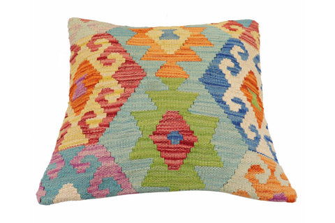 handmade Traditional Pillow Blue Rust Hand-Woven SQUARE 100% WOOL Hand woven turkish pillow2 x 2