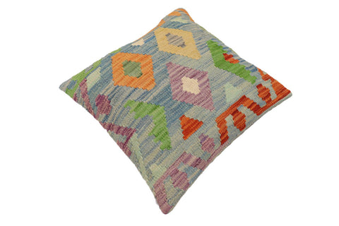handmade Traditional Pillow Blue Rust Hand-Woven SQUARE 100% WOOL Hand woven turkish pillow2 x 2